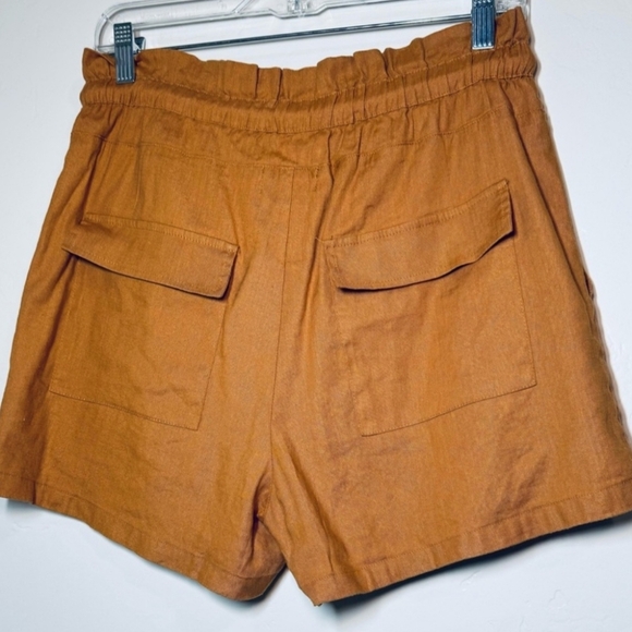 Revolve Monrow Linen Blend Paper Bag Women’s Shorts Size Medium Butterscotch - Picture 2 of 4
